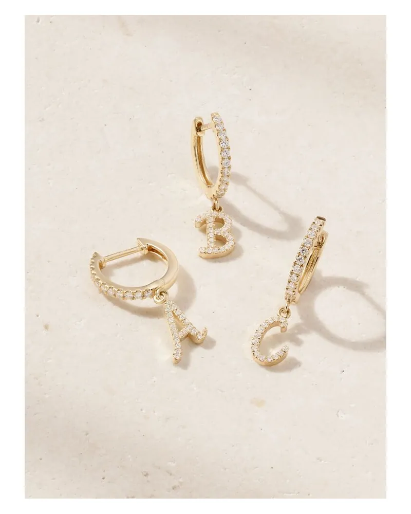ANITA KO Initial Huggie Einzelne Creole Aus 18 Karat Gold Mit Diamanten Gold