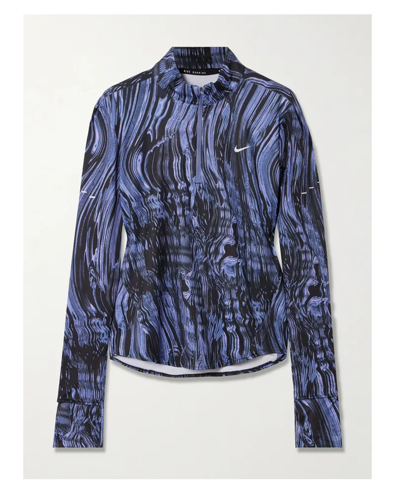 Nike Swift Oberteil Aus Bedrucktem Stretch-shell Mit Reißverschluss - Blau Blau