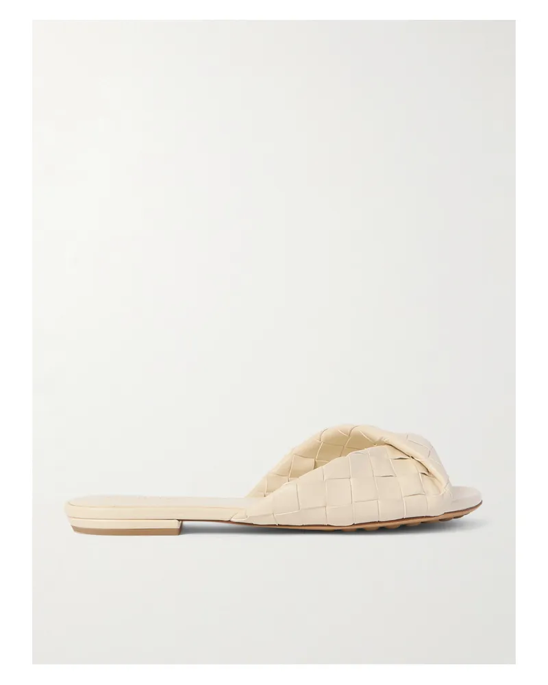 Bottega Veneta Blink Intrecciato Leather Slides - Neutrals Neutrals