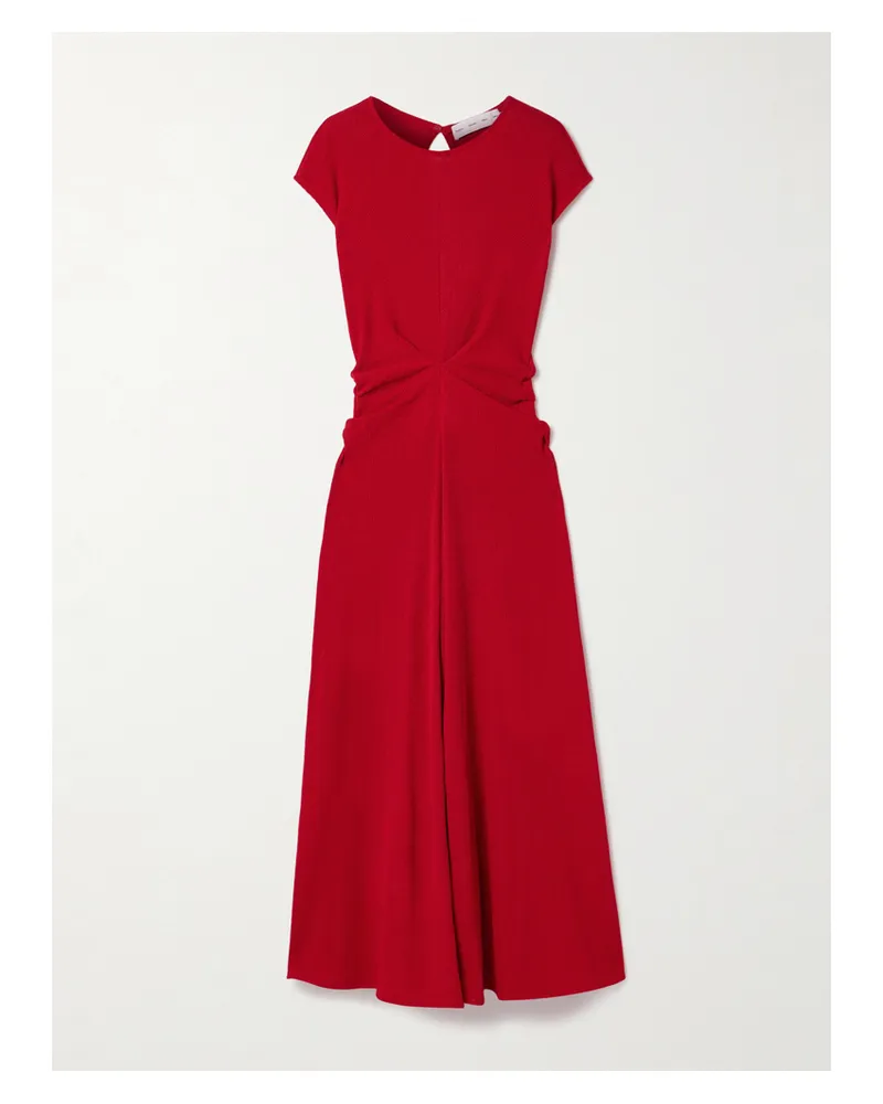 Proenza Schouler Gathered Ribbed-knit Maxi Dress Red