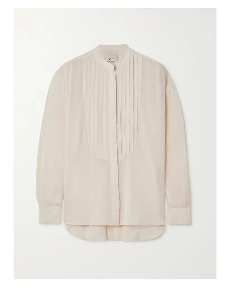 Isabel Marant Amel Bluse Aus Crêpe De Chine Mit Falten - Creme Creme
