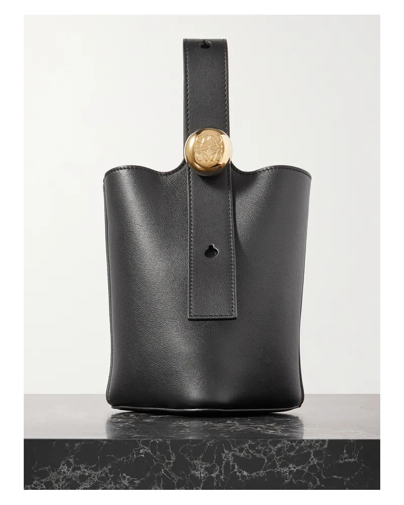 Loewe Pebble Mini Leather Tote - Black Black