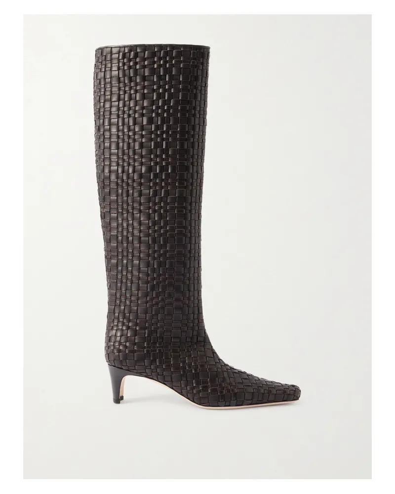 STAUD Wally Kniehohe Stiefel Aus Geflochtenem Leder - Braun Braun