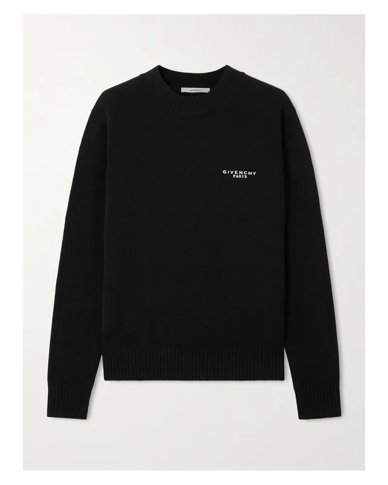 Givenchy Pullover Aus Einer Woll-kaschmirmischung Mit Stickerei - Schwarz Schwarz