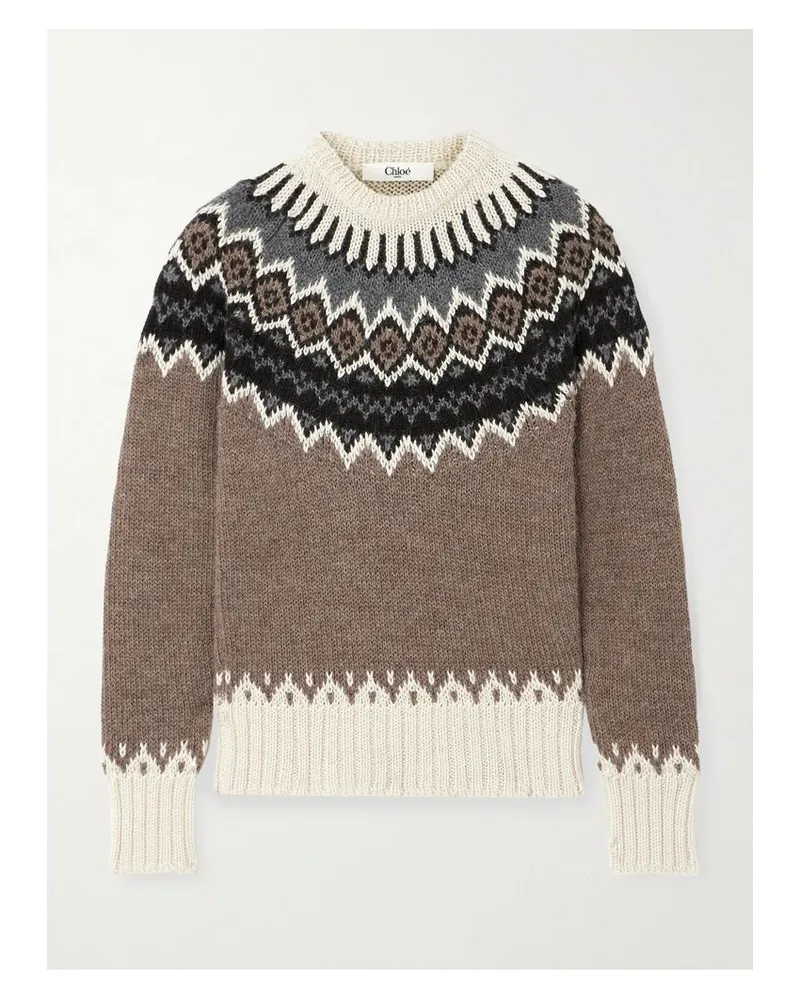 Chloé Pullover Aus Einer Mischung Aus Alpakawolle, Merinowolle Und Kaschmir Mit Fair-isle-muster - Braun Braun