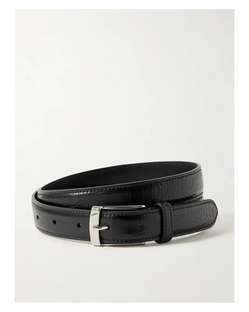 Nili Lotan Dana Gürtel Aus Leder Mit Krokodileffekt - Schwarz Schwarz