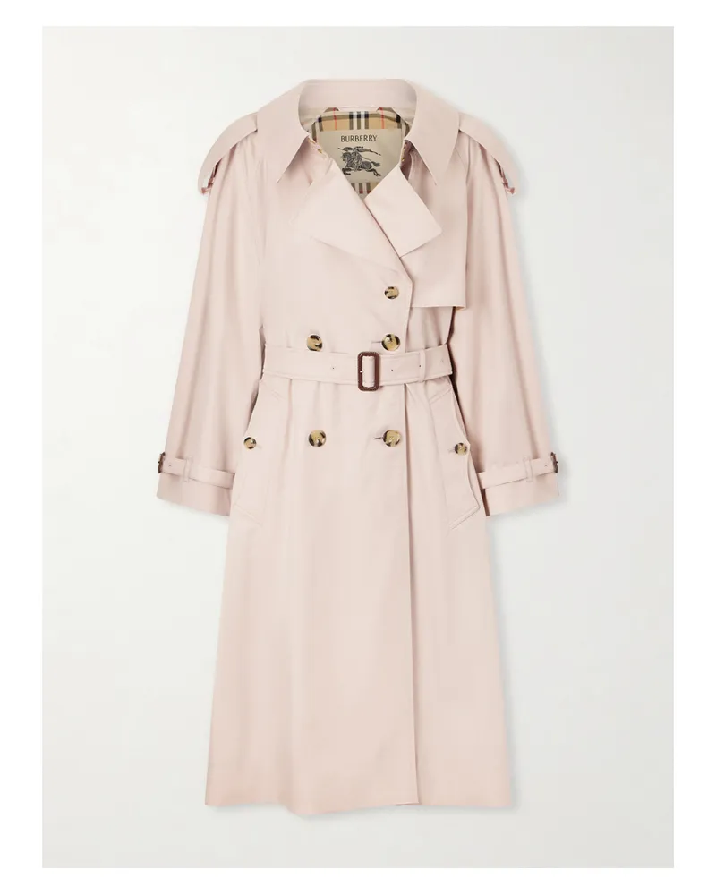 Burberry Fitzorvia Double-breasted Belted Cotton-gabardine Trench Coat - Pink Pink