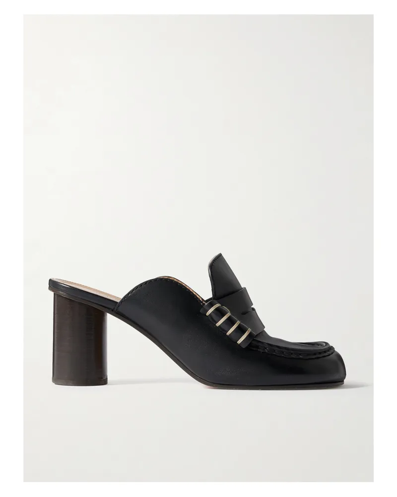 J.W.Anderson Loafer Whipstitched Leather Mules - Black Black