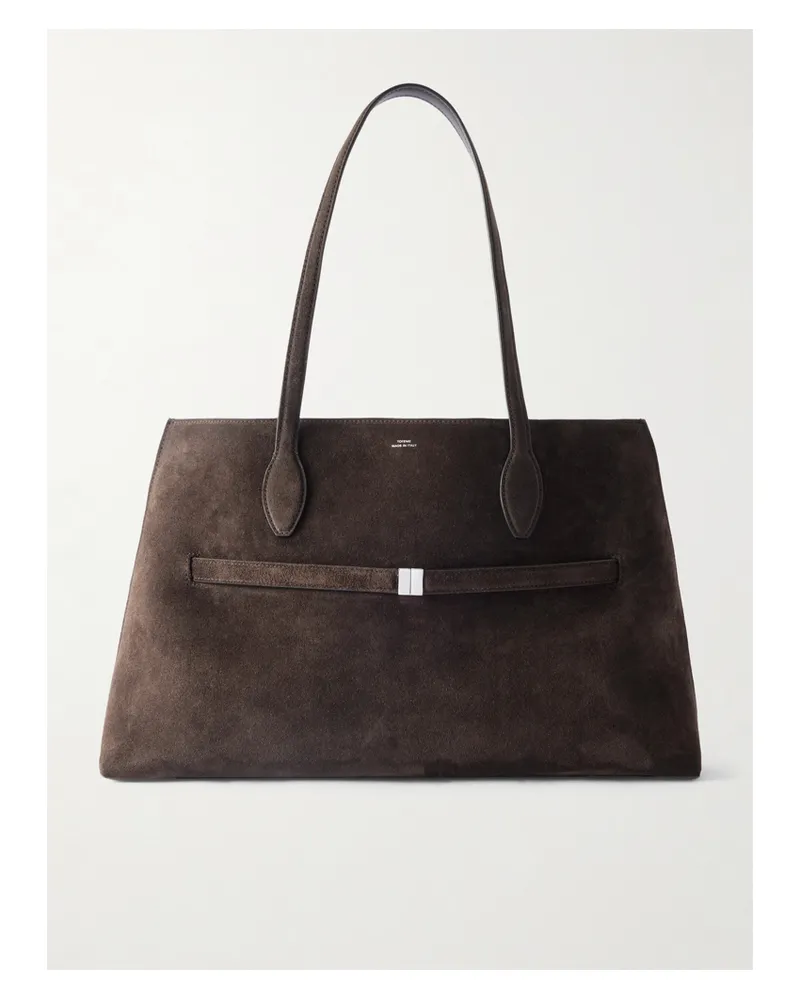 Totême Lounge Large Leather-trimmed Suede Tote - Brown Brown