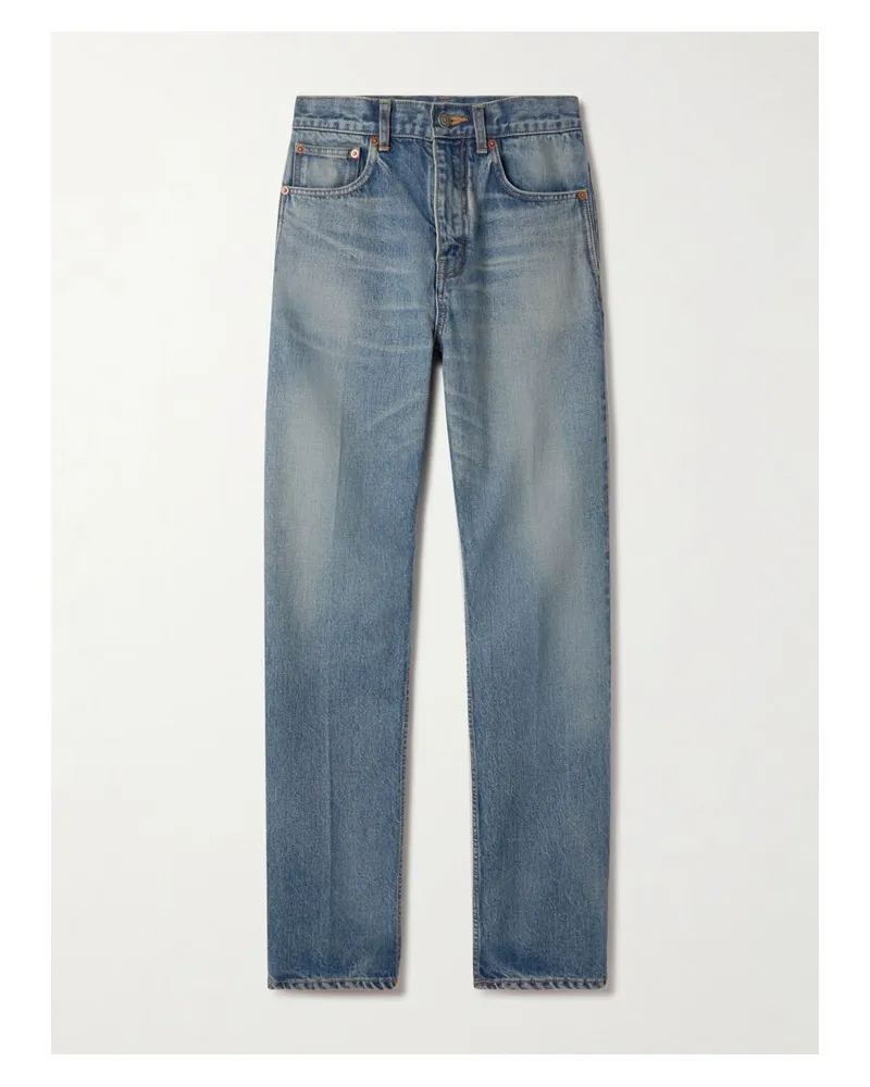 Saint Laurent Halbhohe Jeans Mit Geradem Bein - Blau Blau