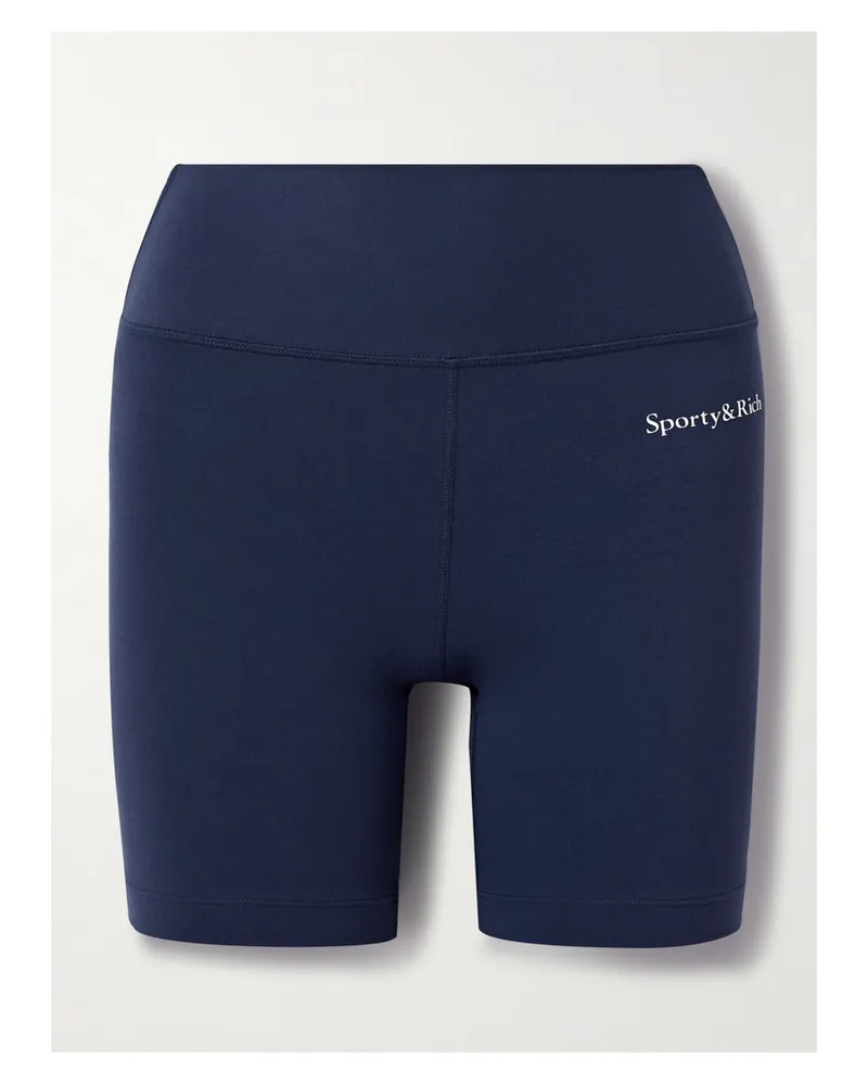 SPORTY & RICH Shorts Aus Bedrucktem Stretch-material - Blau Blau