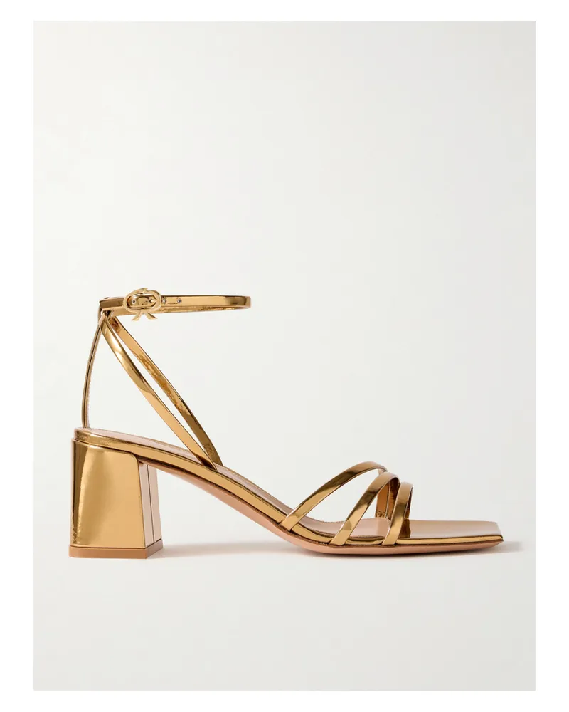 Gianvito Rossi Metal 55 Sandalen Aus Lackleder In Metallic-optik - Gold Gold