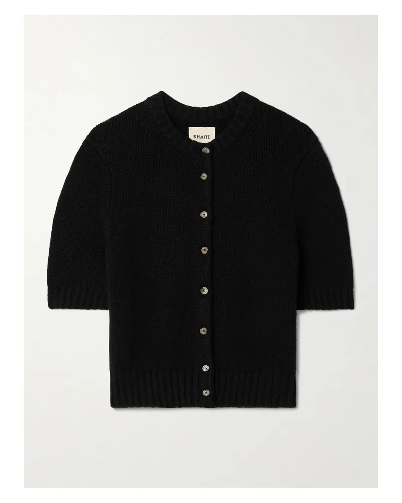 KHAITE Nora Cropped Cashmere Cardigan - Black Black
