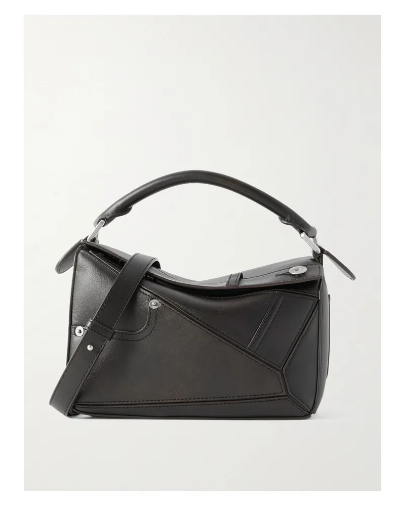 Loewe Puzzle Panta Small Textured-leather Shoulder Bag - Brown Brown