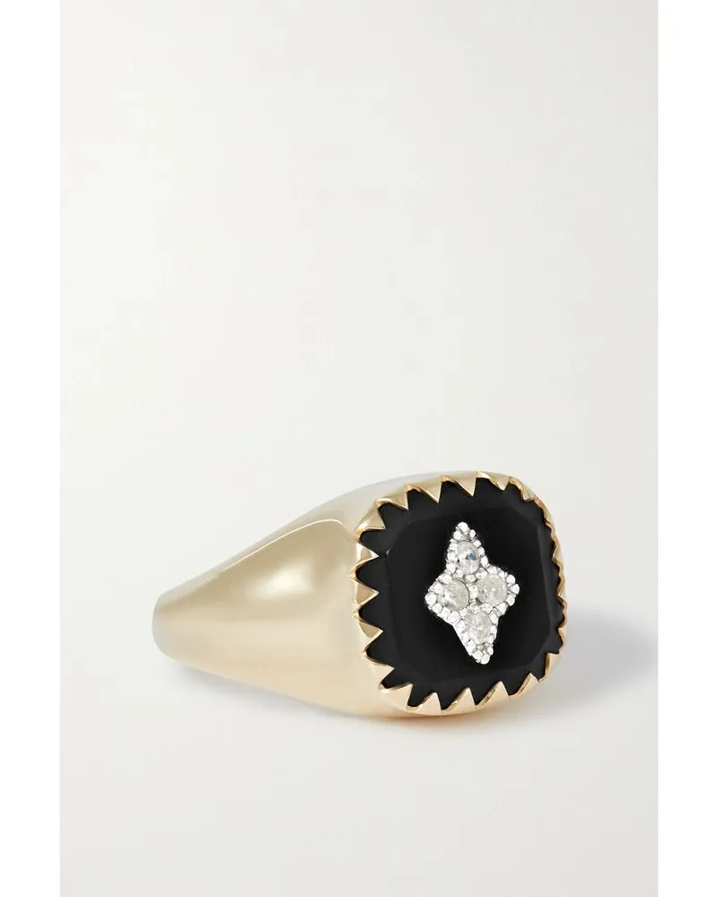 Pascale Monvoisin Pierrot Siegelring Aus 9 Karat Gold Mit Bakelit® Und Diamanten Gold