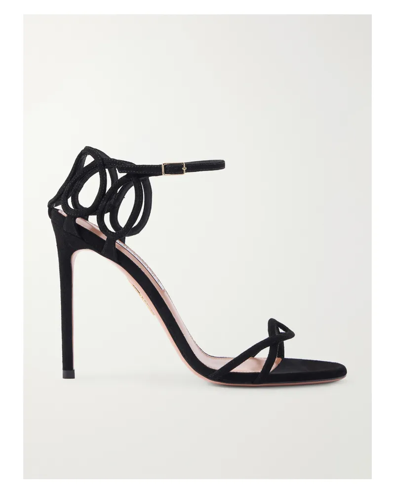 Aquazzura Hula 105 Suede Sandals - Black Black