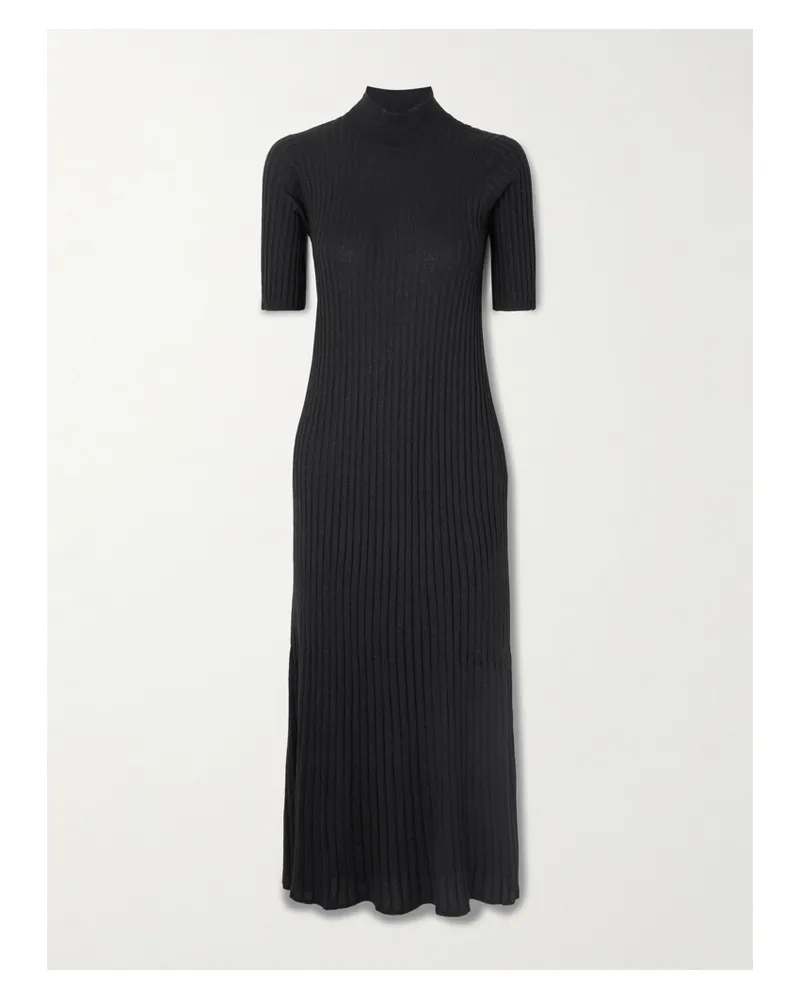 Brunello Cucinelli Ribbed Cashmere-blend Midi Dress - Black Black