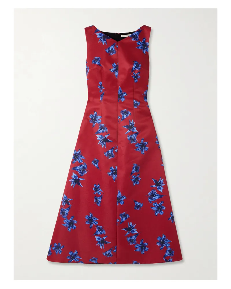 EMILIA WICKSTEAD Octavie Paneled Floral-print Faille Midi Dress - Red Red