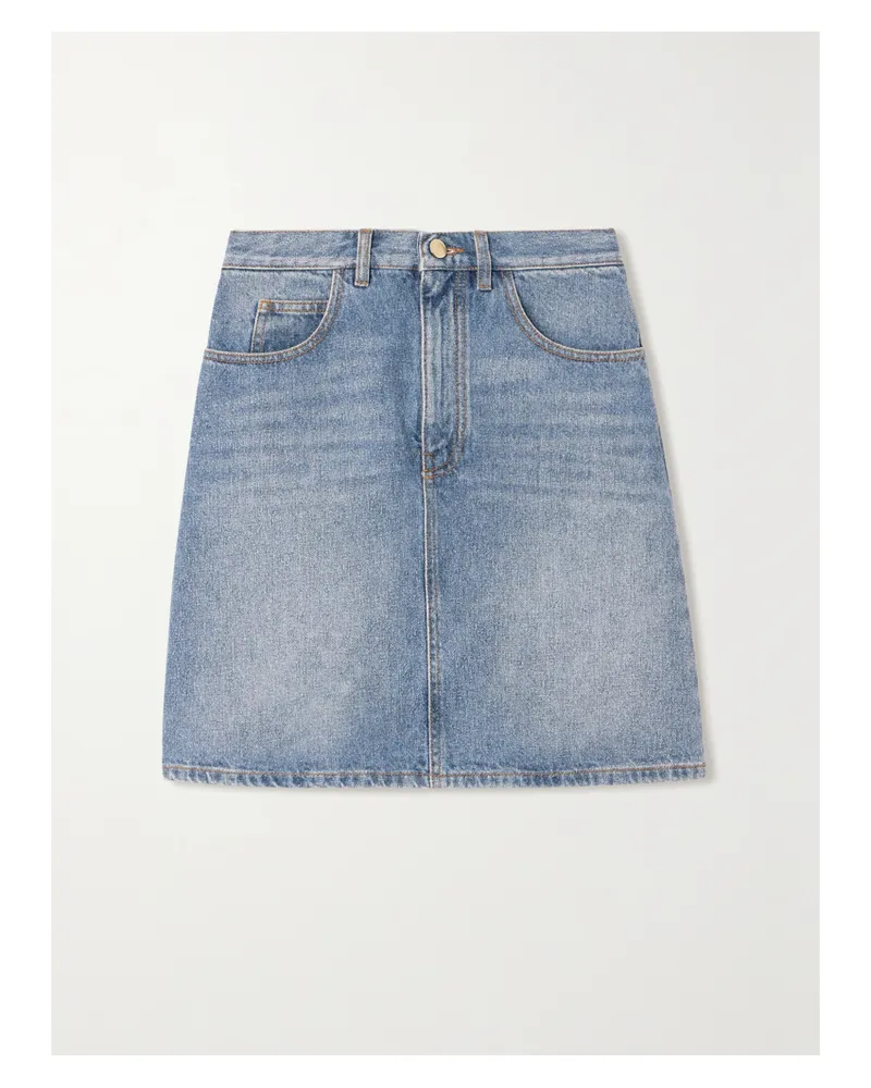 Chloé Net Sustain Mini-jeansrock Aus Einer Baumwoll-hanfmischung - Blau Blau