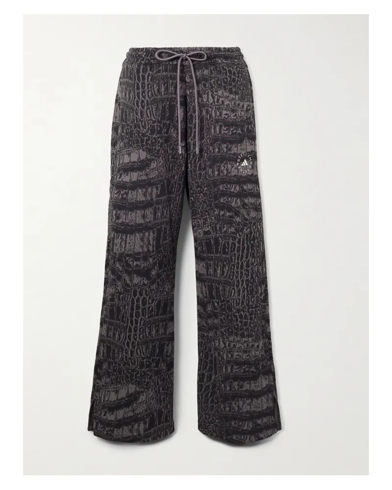 adidas Jogginghose Aus Bedrucktem Biobaumwoll-jersey - Schwarz Schwarz