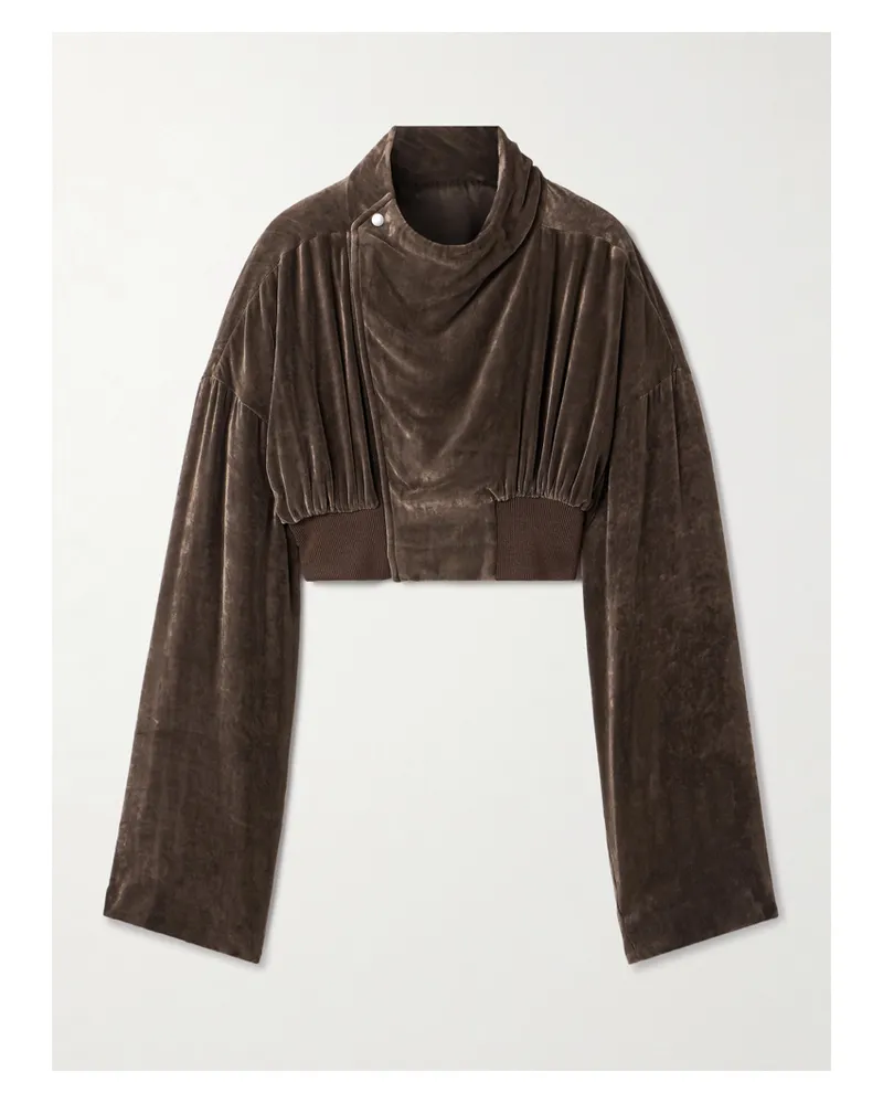 Rick Owens Verkürzte Jacke Aus Samt Mit Raffungen - Braun Braun