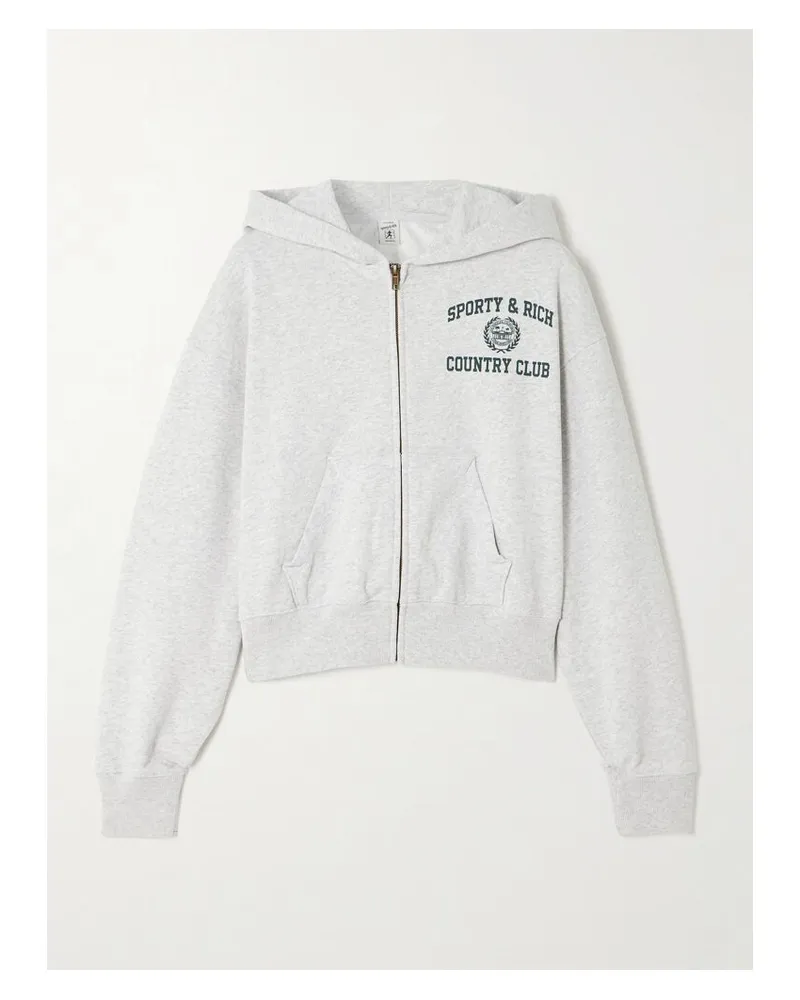 SPORTY & RICH Varsity Crest Kapuzenjacke Aus Baumwoll-jersey Mit Print - Grau Grau