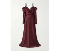 Avalon Robe Aus Satin Mit Spitzenbesätzen - Burgunder