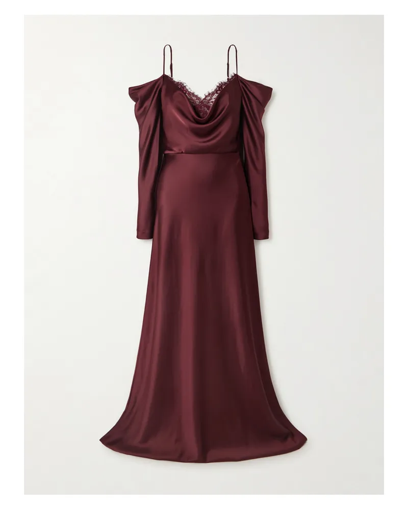 Rebecca Vallance Avalon Robe Aus Satin Mit Spitzenbesätzen - Burgunder Burgunder