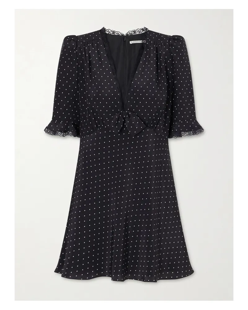 Alessandra Rich Bow-embellished Polka-dot Silk-satin Mini Dress - Black Black