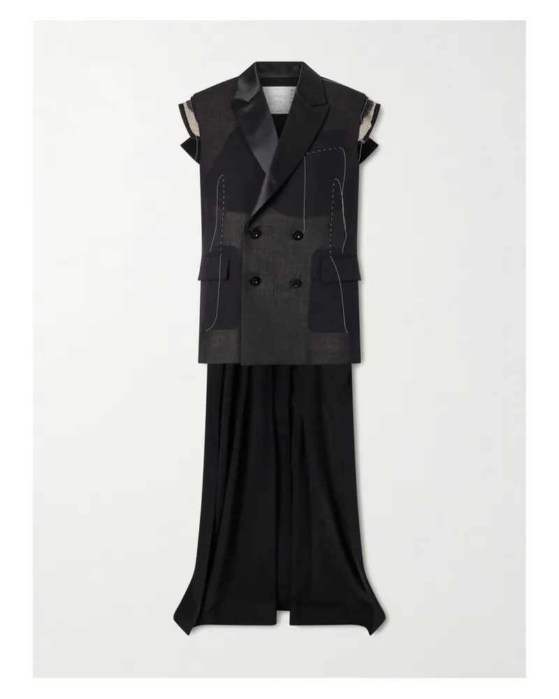 Sacai Wool Organza Vest - Black Black
