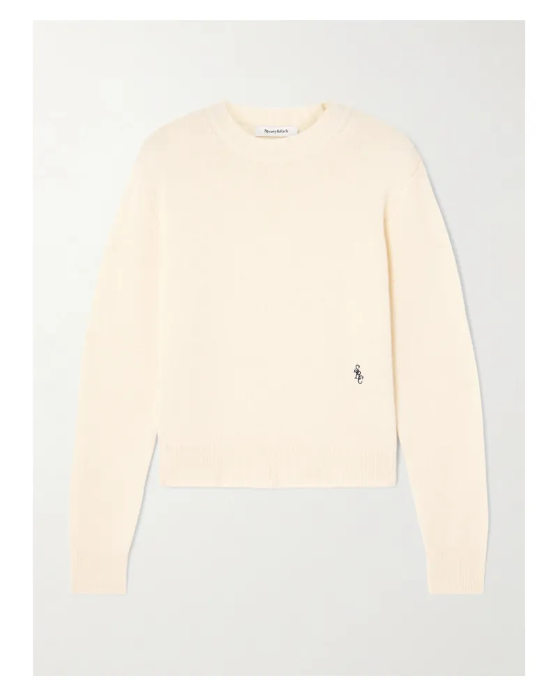 SPORTY & RICH Src Verkürzter Pullover Aus Einer Kaschmir-wollmischung Mit Stickerei - Neutral Neutral