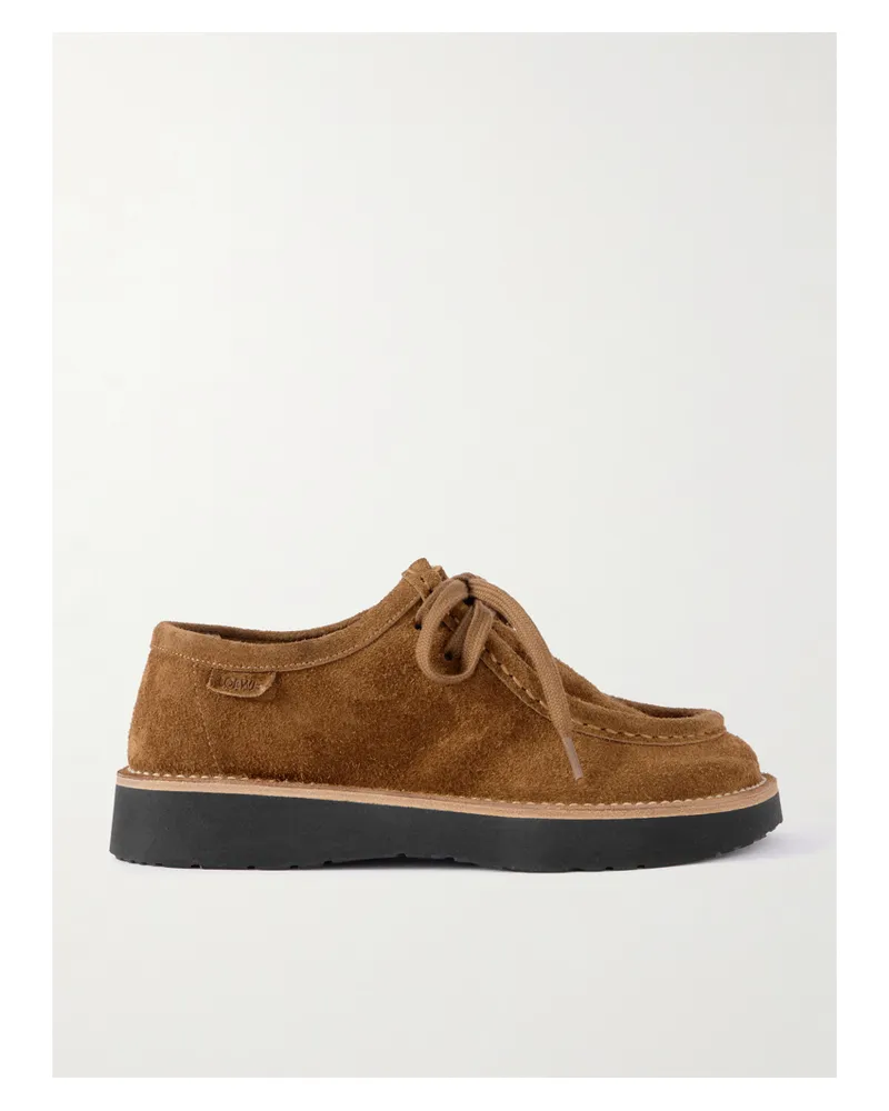 Loewe Faro Loafers Aus Gebürstetem Veloursleder - Braun Braun