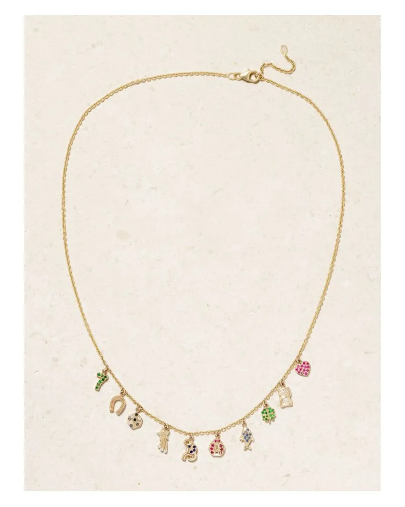 Roxanne First All The Luck Charm Kette Aus 14 Karat Gold Mit Saphiren - Mehrfarbig Mehrfarbig