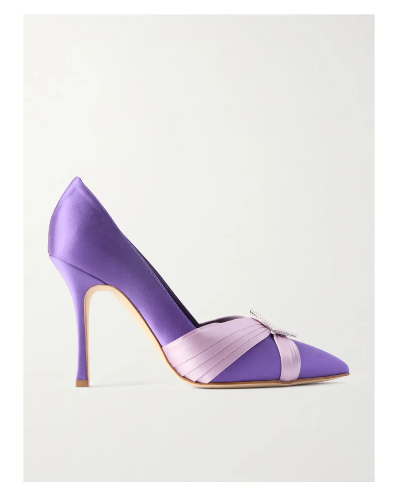 Manolo Blahnik Viera Embellished Two-tone Satin Pumps - Purple Purple