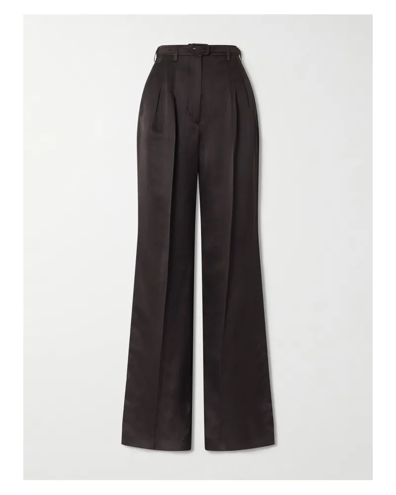 Gabriela Hearst Vargas Hose Mit Geradem Bein Aus Seide Mit Gürtel - Braun Braun