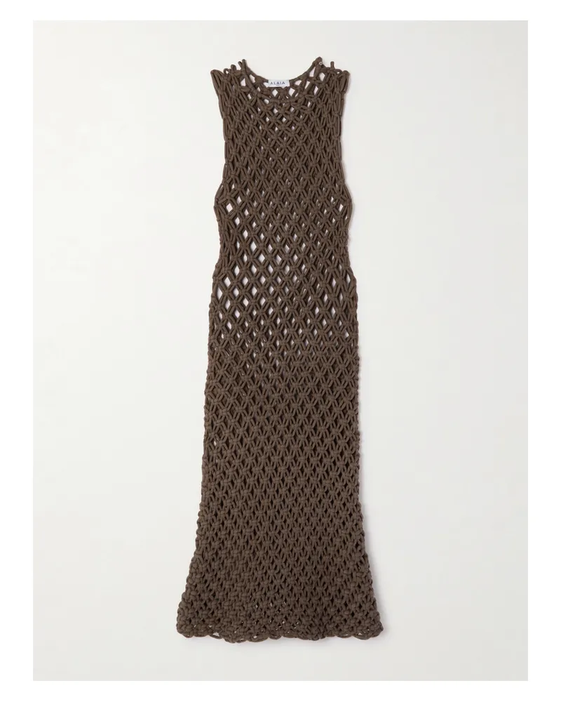 Alaïa Macramé Cotton-blend Midi Dress - Brown Brown
