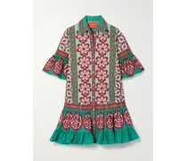 Choux Mini-hemdblusenkleid Aus Baumwollpopeline Mit Blumenprint - Mehrfarbig