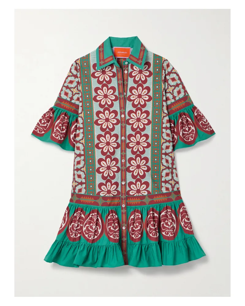 La DoubleJ Choux Mini-hemdblusenkleid Aus Baumwollpopeline Mit Blumenprint - Mehrfarbig Mehrfarbig