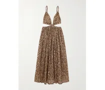 Wanderlust Cutout Leopard-print Cotton-voile Maxi Dress - Animal Print