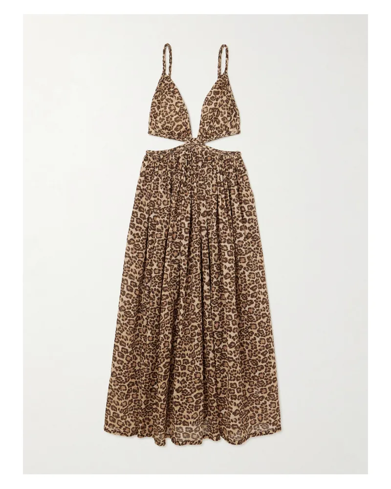 Zimmermann Wanderlust Cutout Leopard-print Cotton-voile Maxi Dress - Animal Print Animal