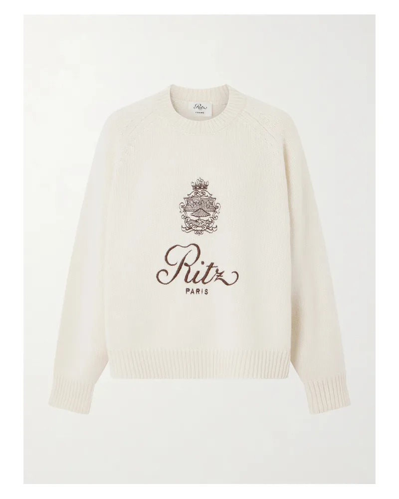 Frame Denim Ritz Paris Oversized-pullover Aus Kaschmir Mit Stickerei - Creme Creme