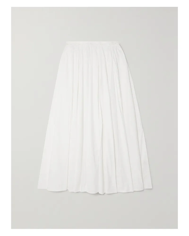 Emporio Sirenuse Camelia Bedruckter Maxirock Aus Baumwollpopeline Mit Falten - Weiß Weiß