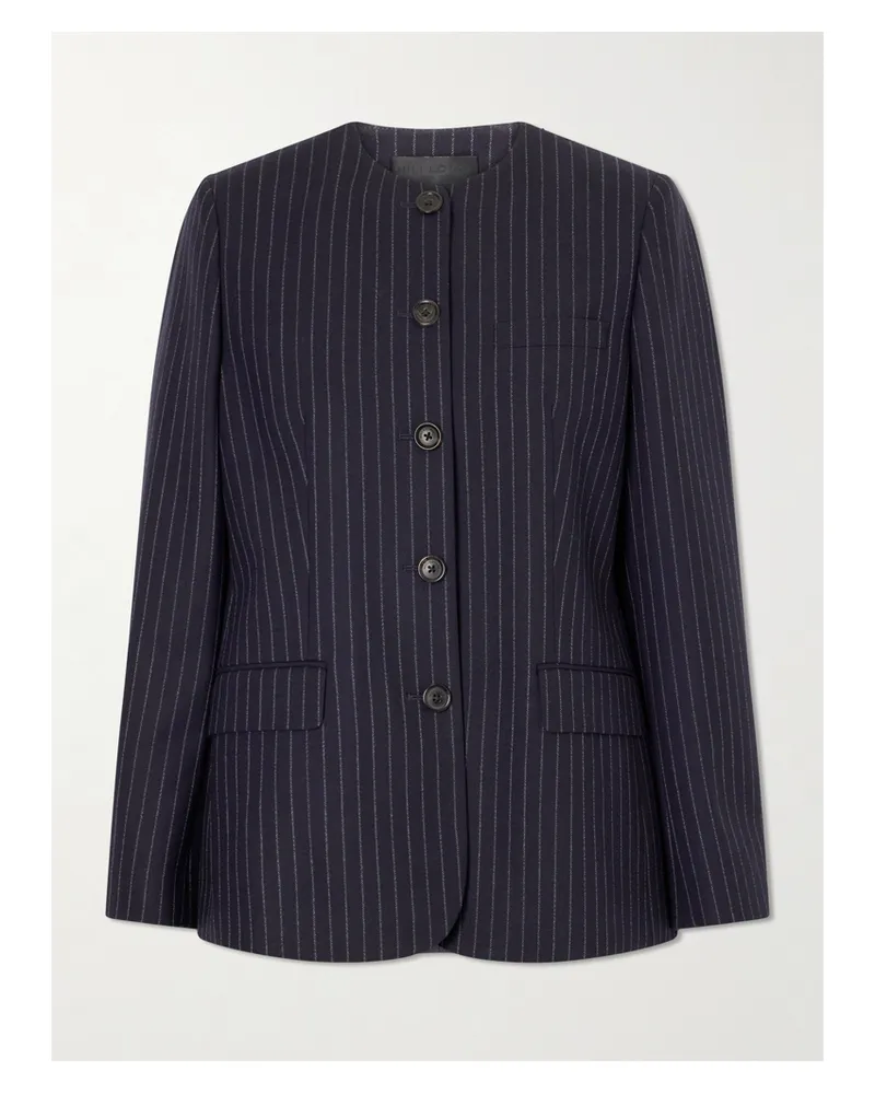 Nili Lotan Gertrude Pinstripe Wool-twill Jacket - Blue Blue