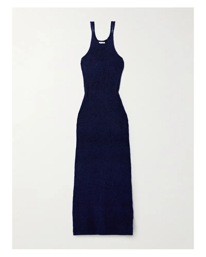 KHAITE Jaime Maxikleid Aus Einer Gebürsteten Seiden-kaschmirmischung - Blau Blau