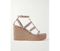 Rockstud Torchon 105 Espadrille-wedges Aus Leder - Pink
