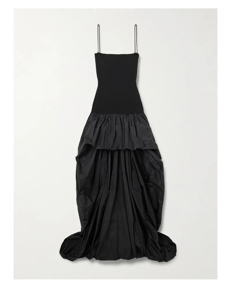 Stella McCartney Asymmetric Gathered Taffeta And Crepe-jersey Gown - Black Black
