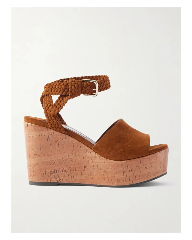 Jimmy Choo Jori Suede Wedge Sandals - Brown Brown