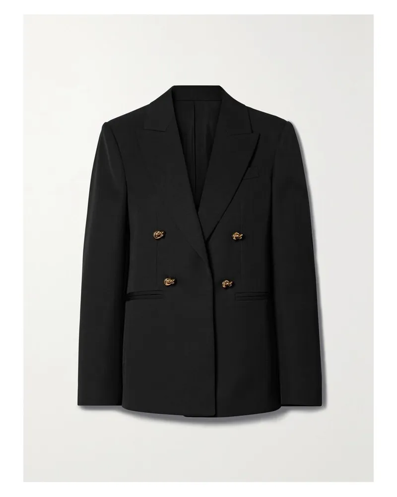 Bottega Veneta Doppelreihiger Blazer Aus Woll-twill Mit Verzierungen - Schwarz Schwarz