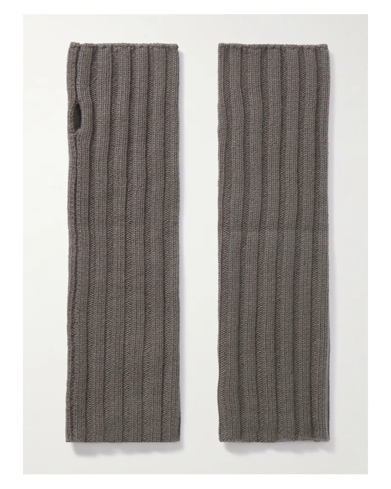 arch4 Ribbed Cashmere Wrist Warmers - Gray Gray