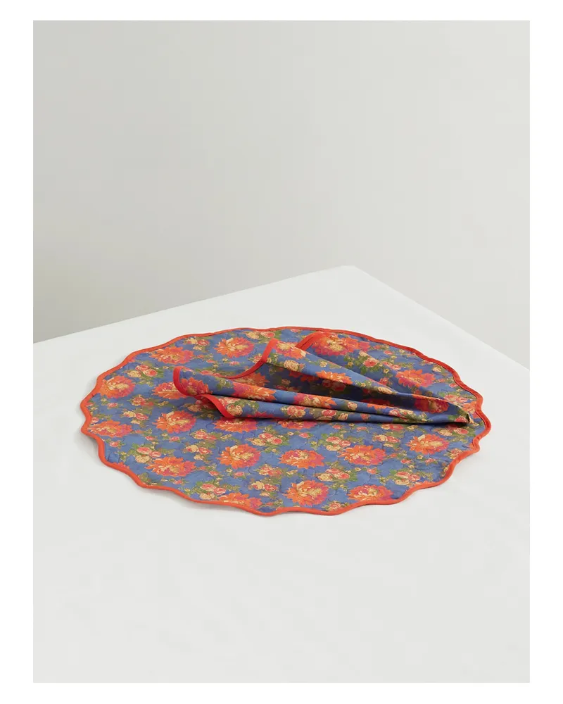 Loretta Caponi Platzset Und Serviette Aus Baumwolle Mit Blumenprint - Blau Blau